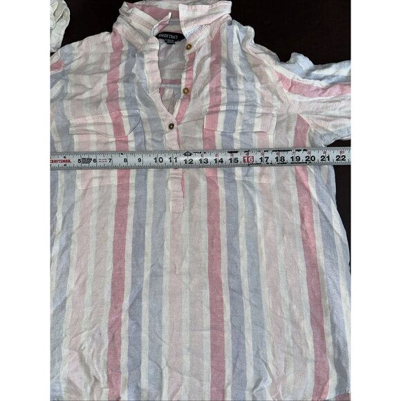 Ellen Tracy Striped Button-Front Shirt w/Roll-Tab Sleeves Womens L Pink/Blue - Picture 7 of 9